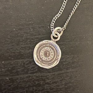 Pyrrha “Travellers Club” Sterling Silver Pendant w/ 18” fine curb chain